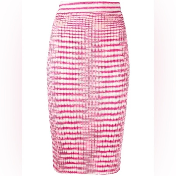 MISSONI Striped Knitted Midi Skirt In Pink